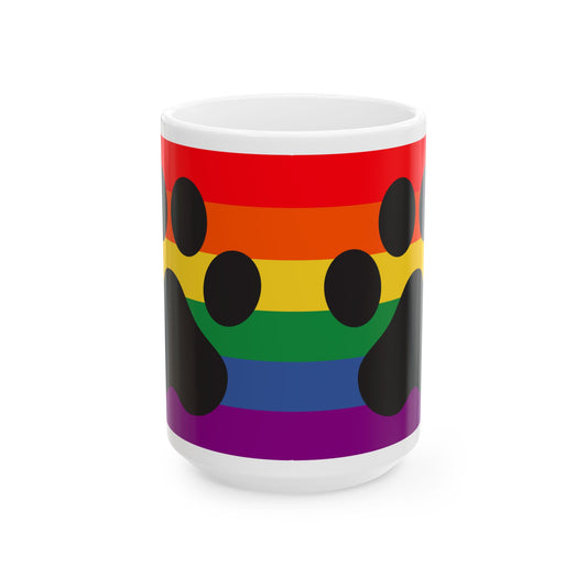 Mug - Pride Paw Print Ceramic Mug - 11oz or 15oz