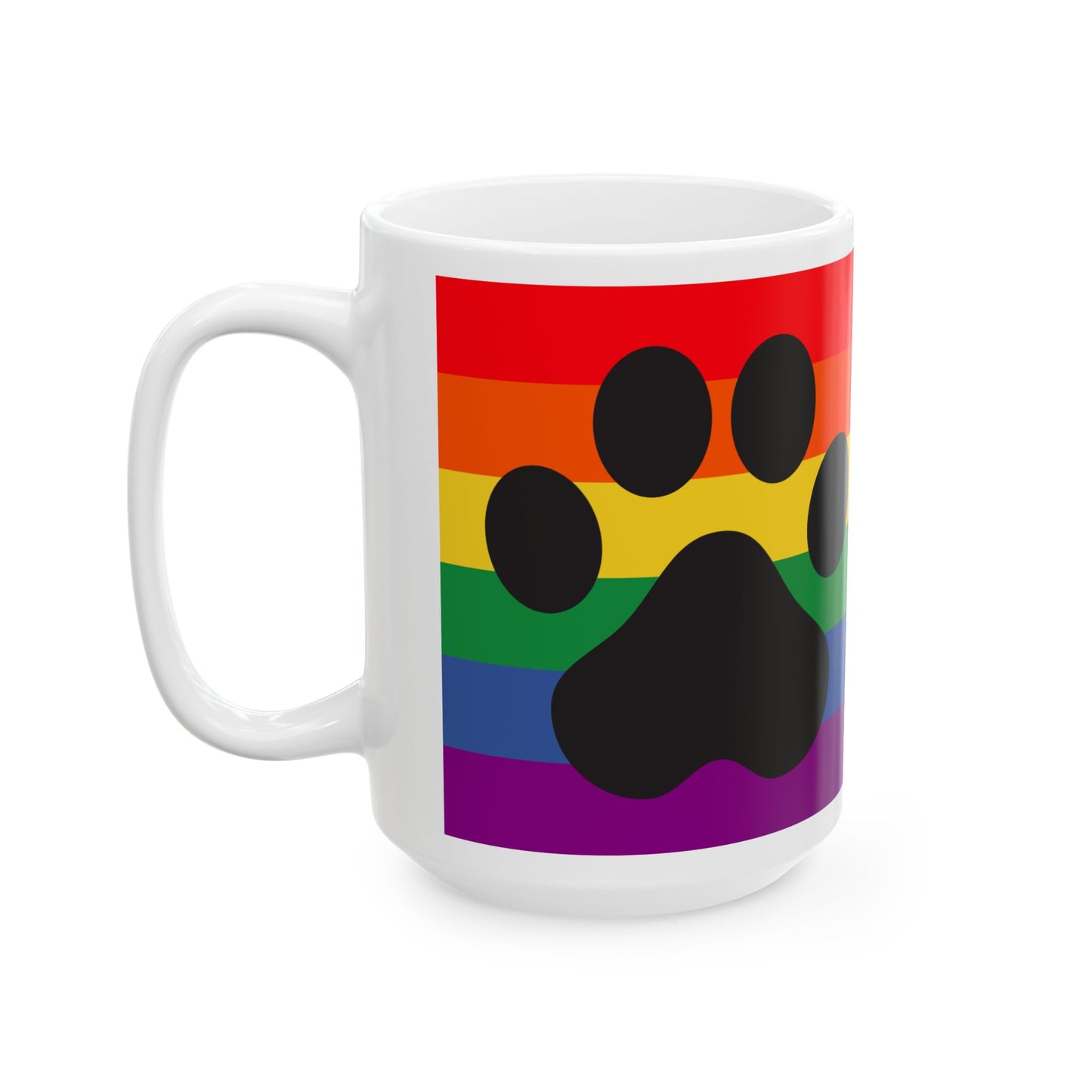 Mug - Pride Paw Print Ceramic Mug - 11oz or 15oz