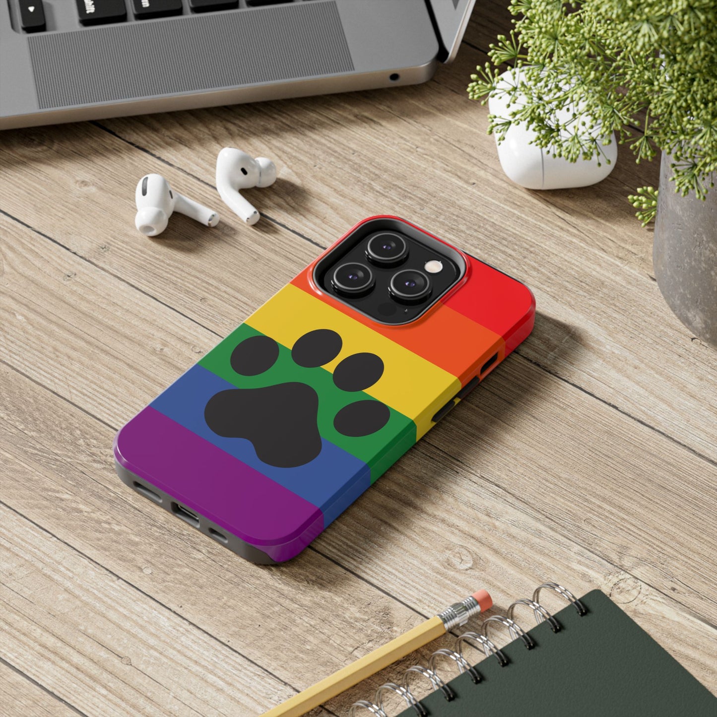 Phone Case - Rainbow PawPrint for inclusive animal lovers