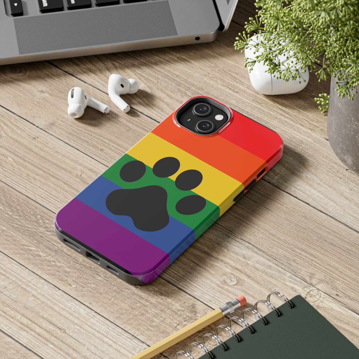 Phone Case - Rainbow PawPrint for inclusive animal lovers