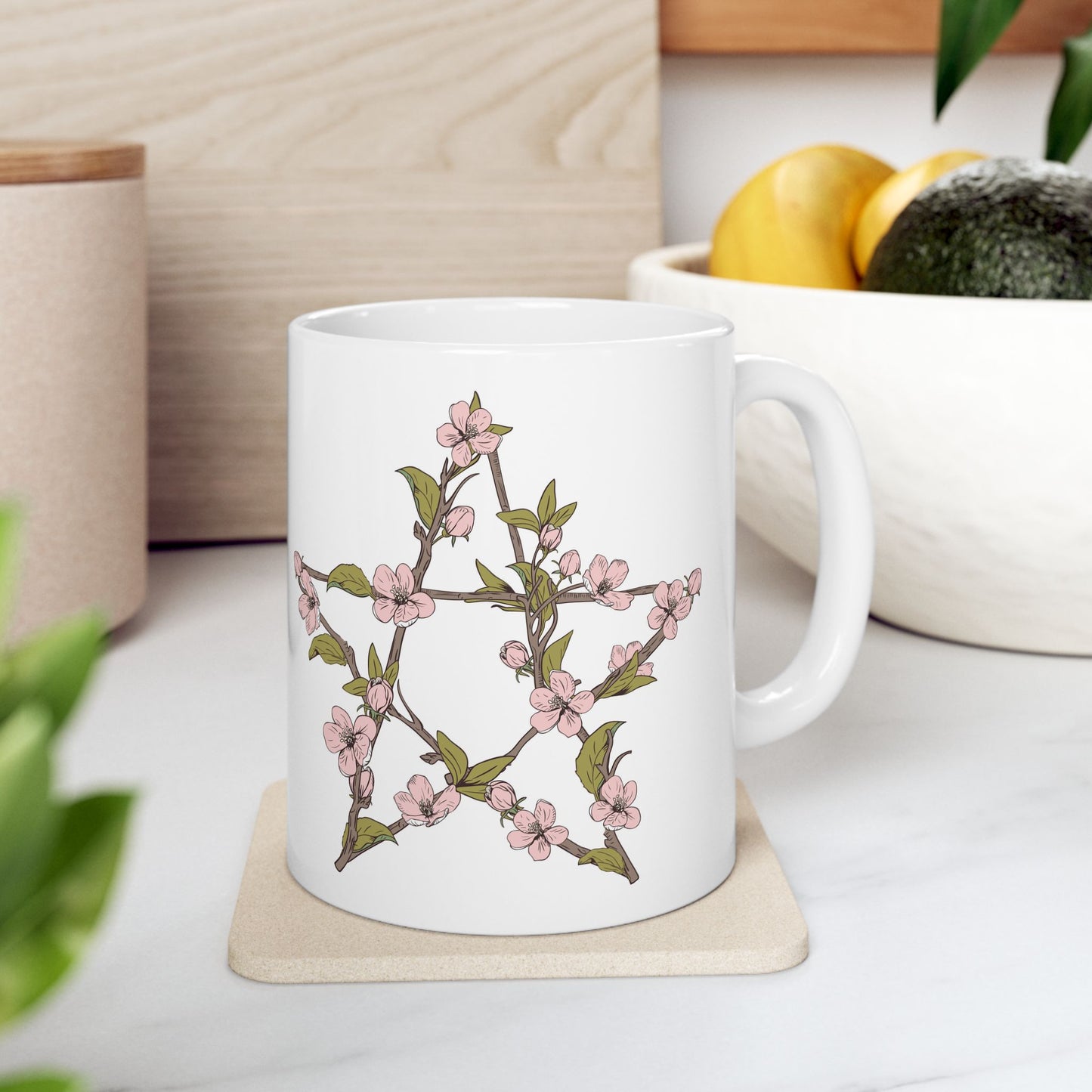 Mug - Floral Pentagram Blessed Be 11oz or 15oz